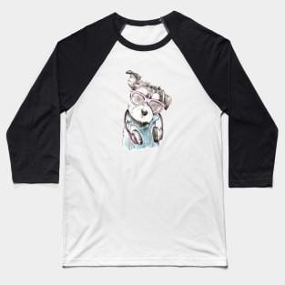 Hipster Schnauzer Pup Baseball T-Shirt